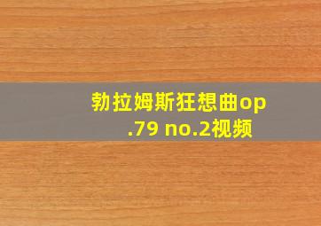 勃拉姆斯狂想曲op.79 no.2视频